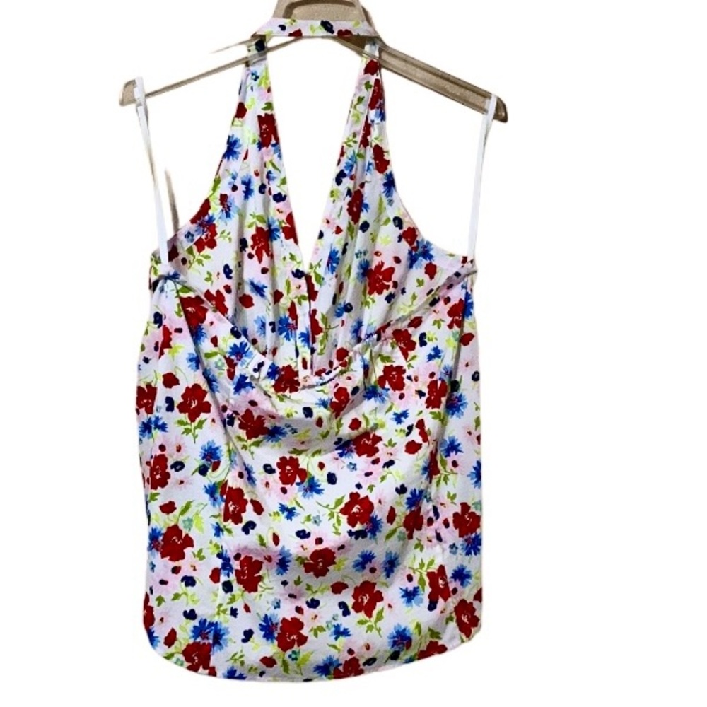 Veronica Beard Vea Tie Front Floral Halter Top Size 14 - Picture 14 of 15